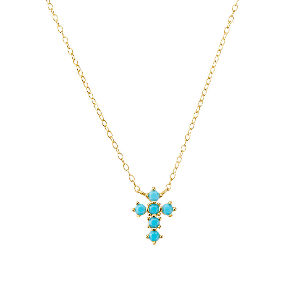 Cross with Turquoise Center Necklace main image 1