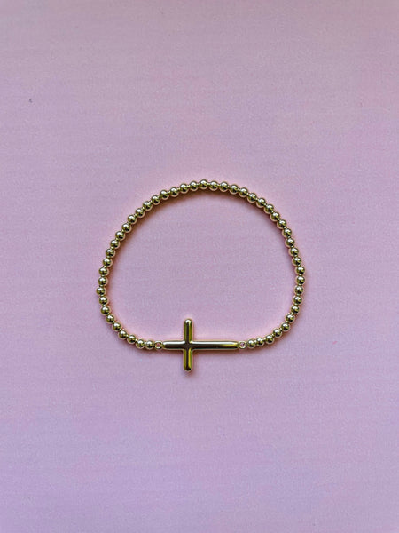 Gold Filled Cross Stretch Bracelet Handmade