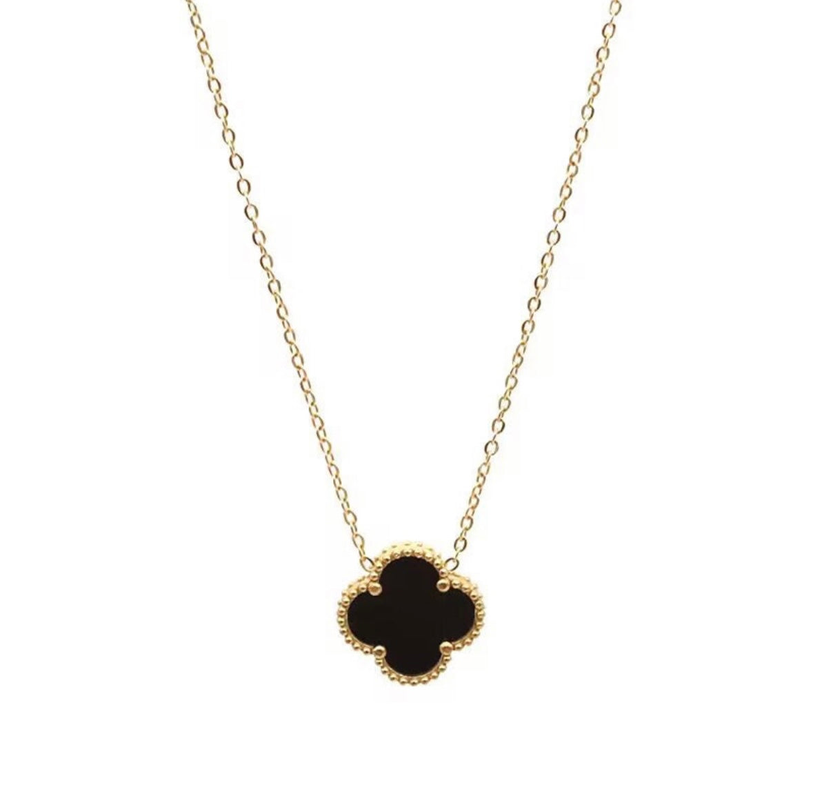 Bianca Gold Black Clover Necklace