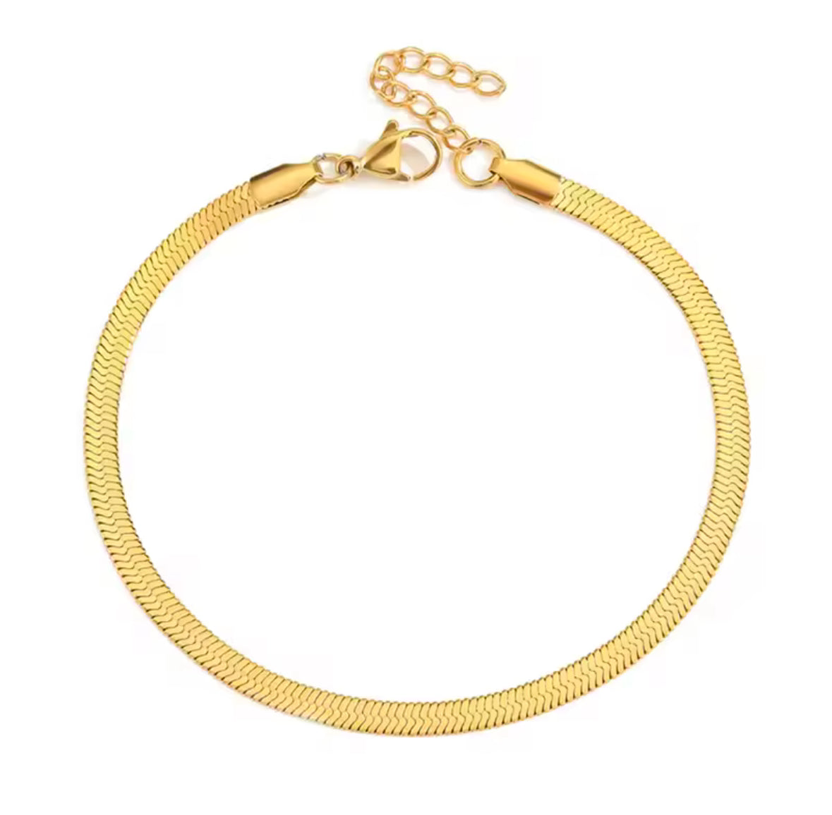 18k Gold Plated Herringbone Bracelet Stainless Steel Waterproof