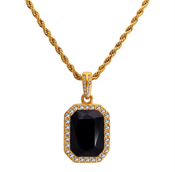 18k Gold Waterproof Rope Pendant Crystal Necklace
