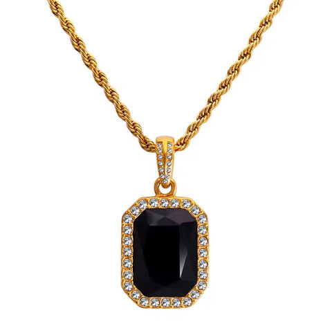 18k Gold Waterproof Rope Pendant Crystal Necklace