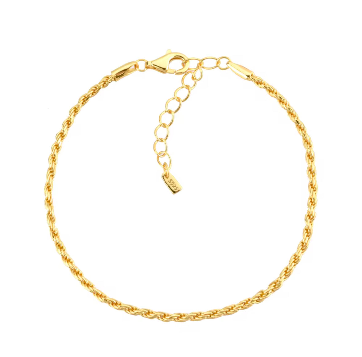 Tarnish Free 18k Gold Rope Bracelet