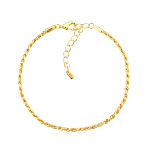 Tarnish Free 18k Gold Rope Bracelet