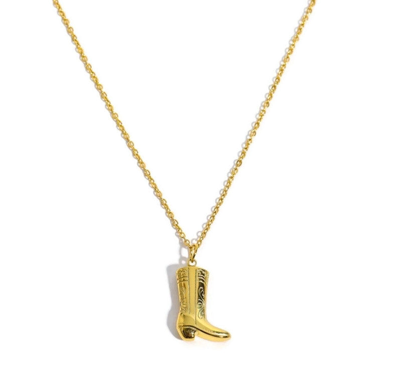 Cowgirl Boot 18k Gold Necklace