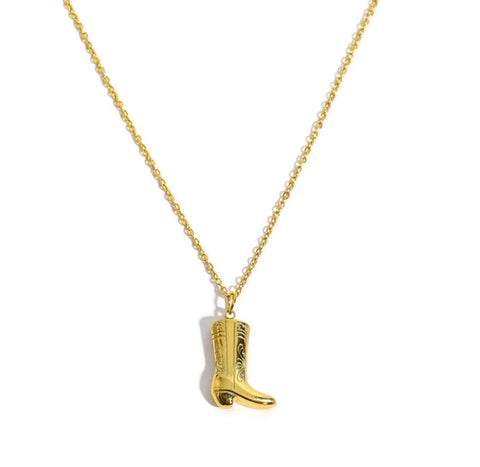 Cowgirl Boot 18k Gold Necklace