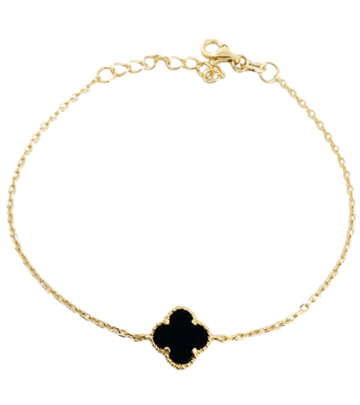 Bianca Black Gold Clover Bracelet