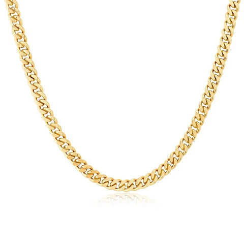 18k Gold Plated stainless Steel Cuban Chain Necklace Tarnish Free