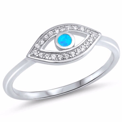 Silver Evil Eye Protect Ring