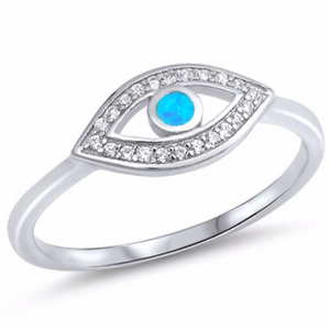 Silver Evil Eye Protect Ring