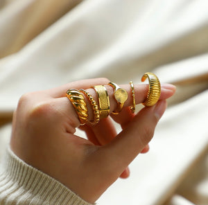 Gold Rings Stacking Chunky