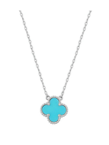 Turquoise Clover Sterling Silver Necklace Byou Designs 