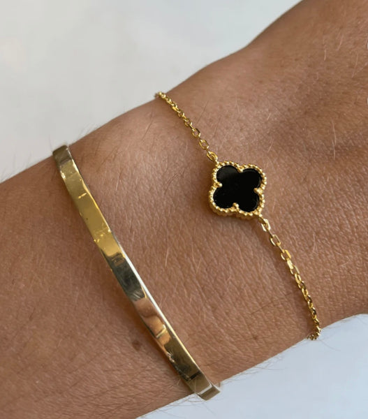 Bianca Black Gold Clover Bracelet