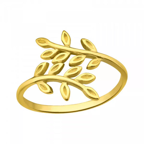 Sterling silver Gold Plated Open Leaf Ring