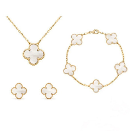 Mother of Pearl Clover Set Gold