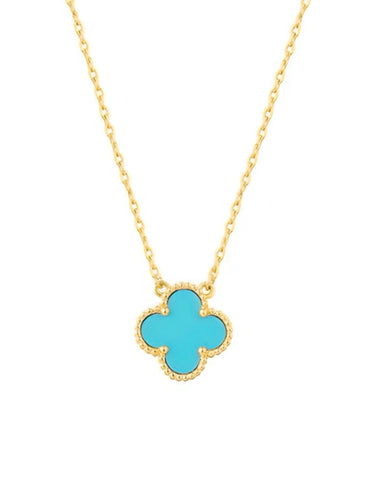 Bianca Clover Gold Turquoise Necklace