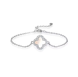 Silver Mother of Pearl Clover Bracelet