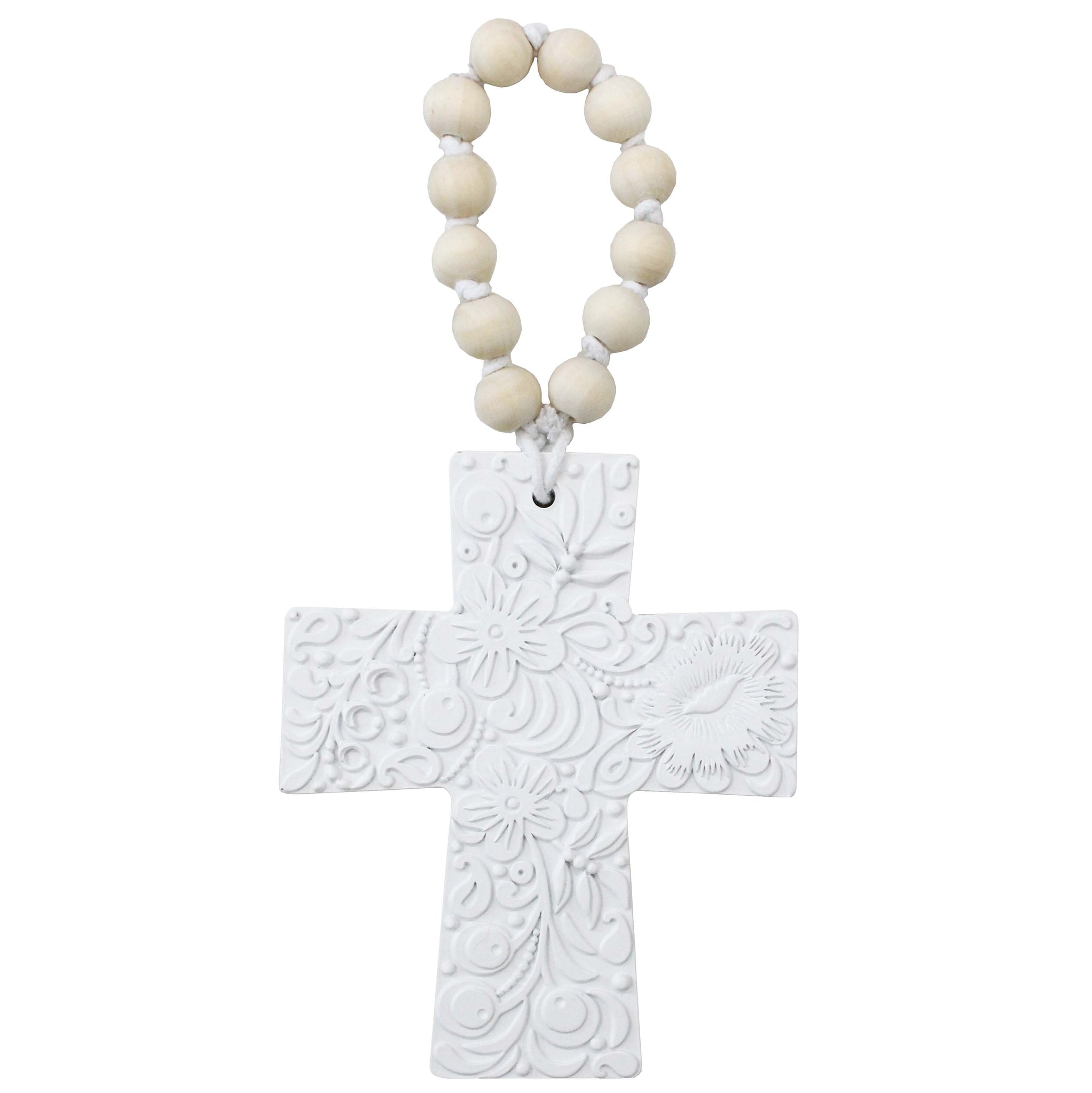 White Embossed Cross
