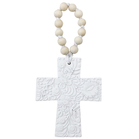 White Embossed Cross
