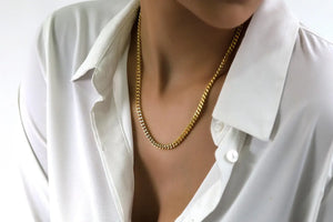 Stainless Steel 18k Gold Plated Cuban Link Chain Necklace