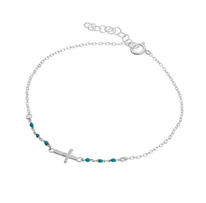 Gia Cross Turquoise Silver Bracelet