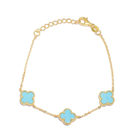 Bianca Clover Turquoise Gold Bracelet