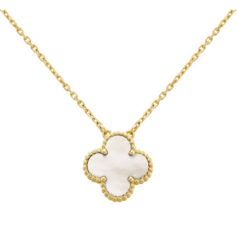 Mother of Pearl Gold Clover Necklace