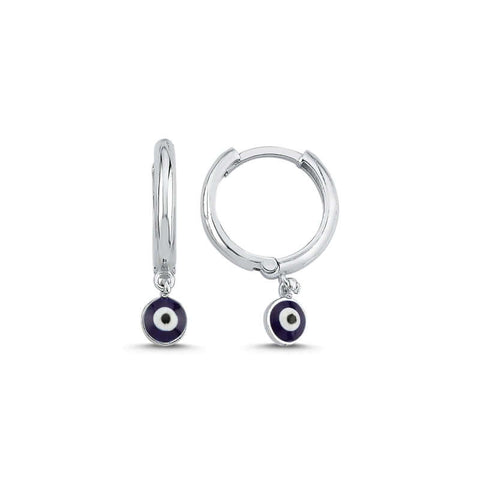 Sterling Silver Evil Eye Earrings Hoop