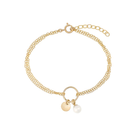 Gold Filled Pearl and Disc Bracelet Byou Designs