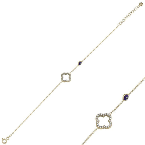 Sterling Silver Gold clover Bracelet