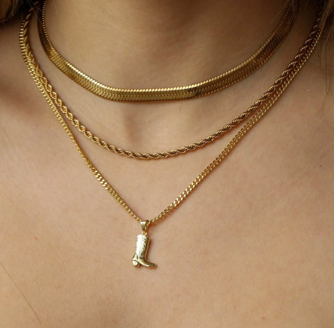 Cowgirl Boot 18k Gold Necklace