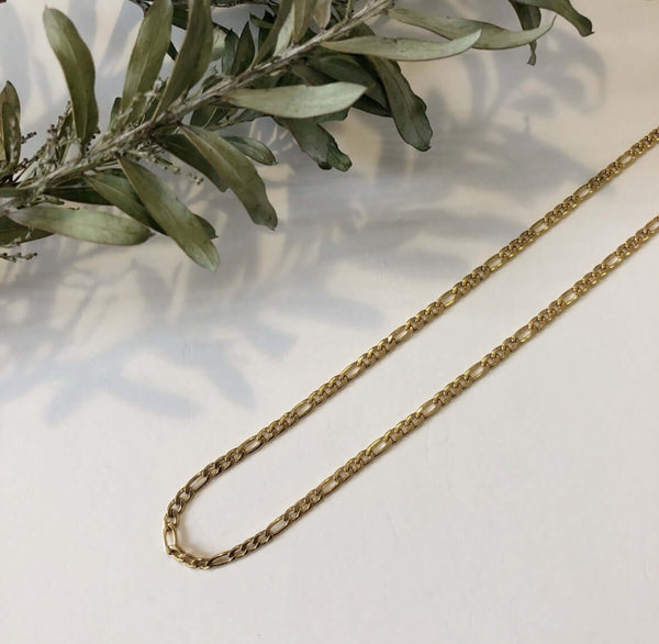 18k Gold Plated Stainless Steel Necklace Figaro