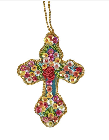 Handmade Tree Cross sequin Christmas Hanging Decoration