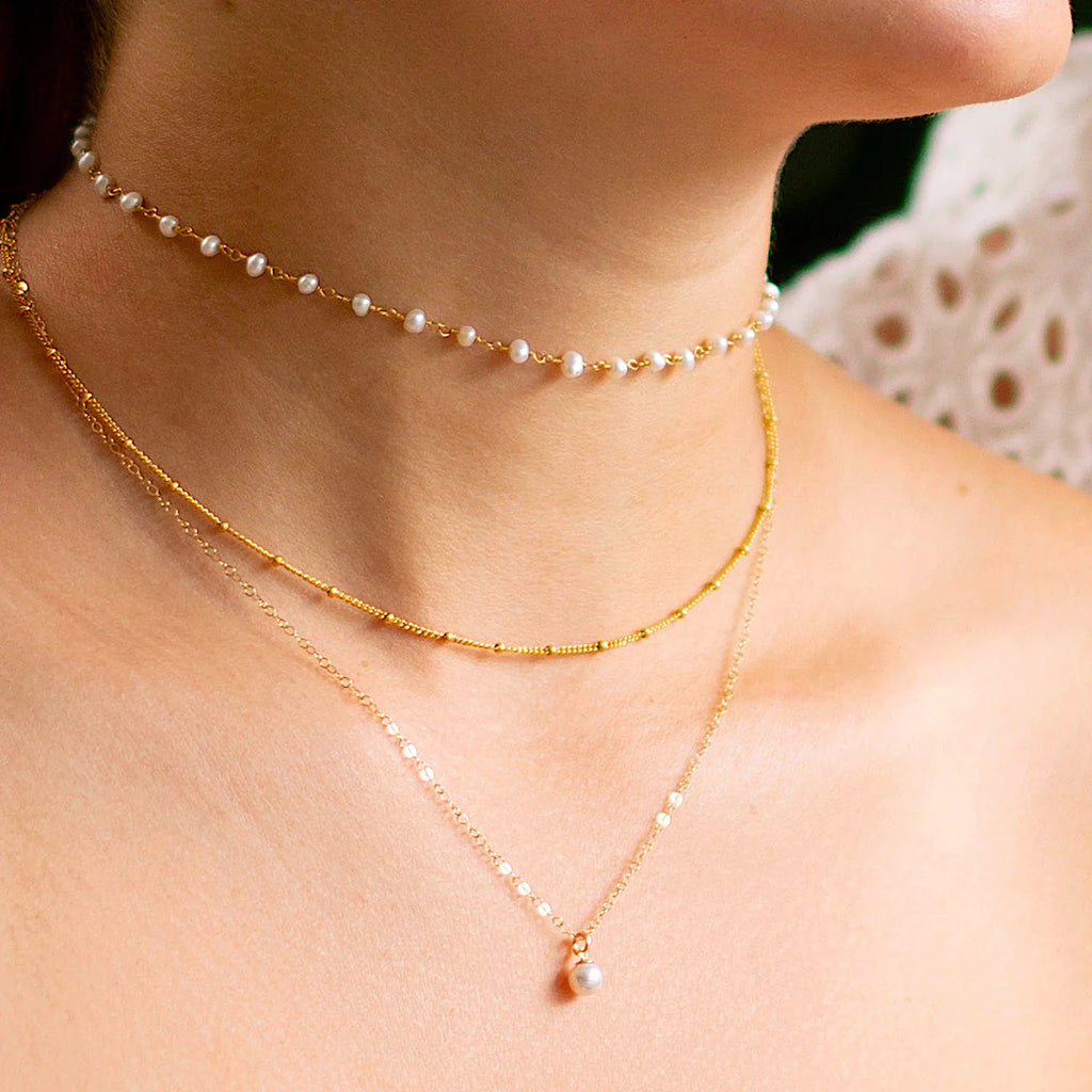 Freshwater Pearl Choker Necklace Gold