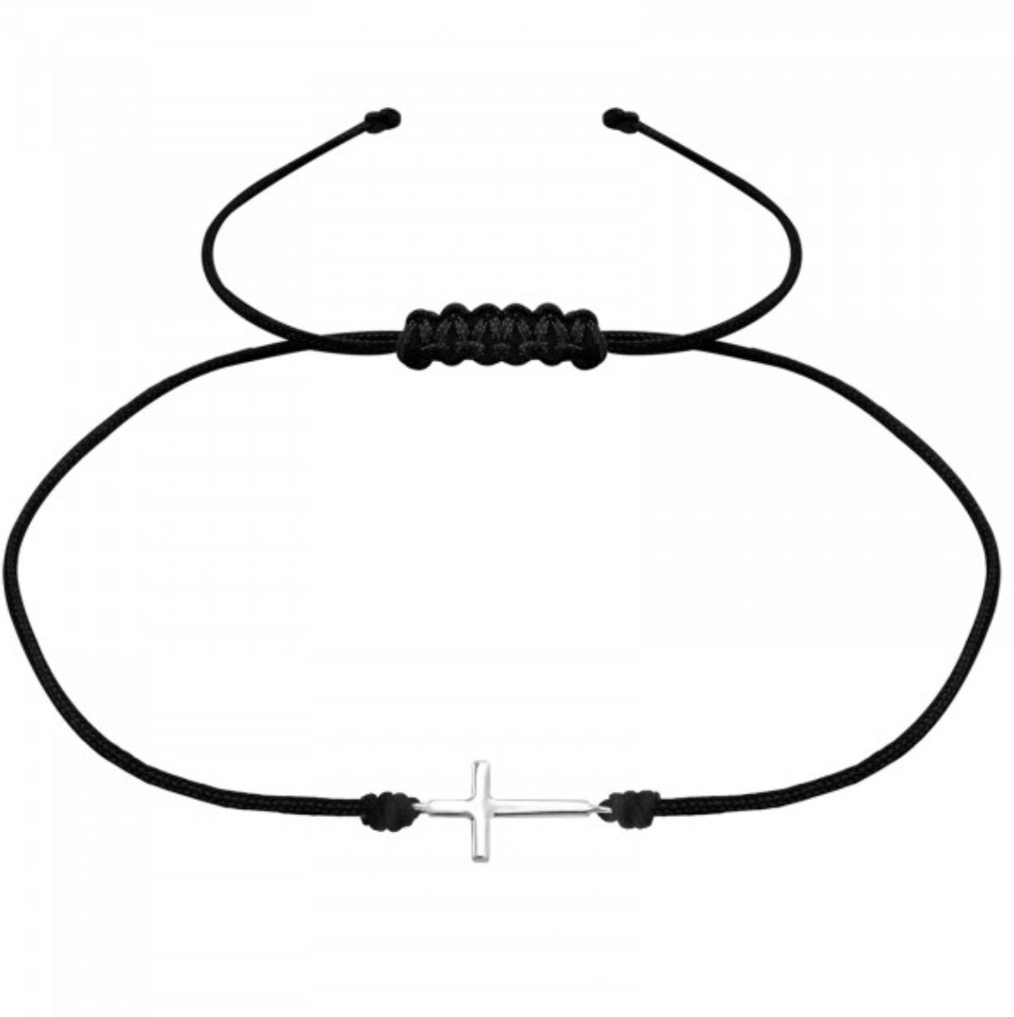 Black Cord Cross Bracelet