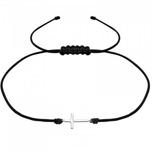 Black Cord Cross Bracelet
