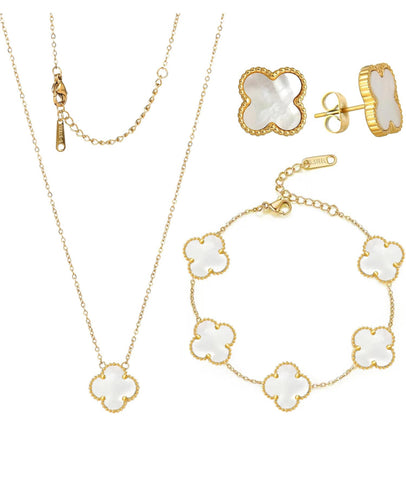 Mother of Pearl Clover Set Gold