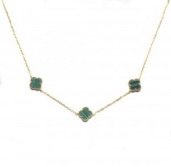 Alexis Malachite Triple Clover Necklace