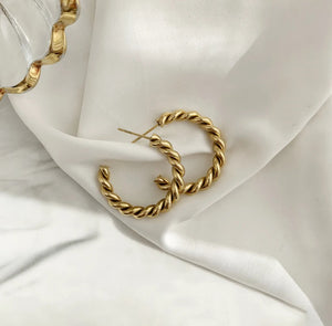 Gold Twisted Hoop Earrings