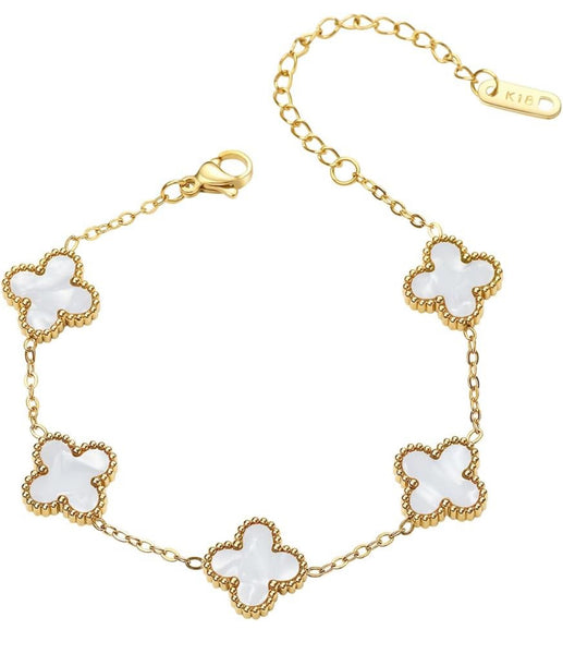 Ella Clover Mother of Pearl 18k Gold Plated Bracelet