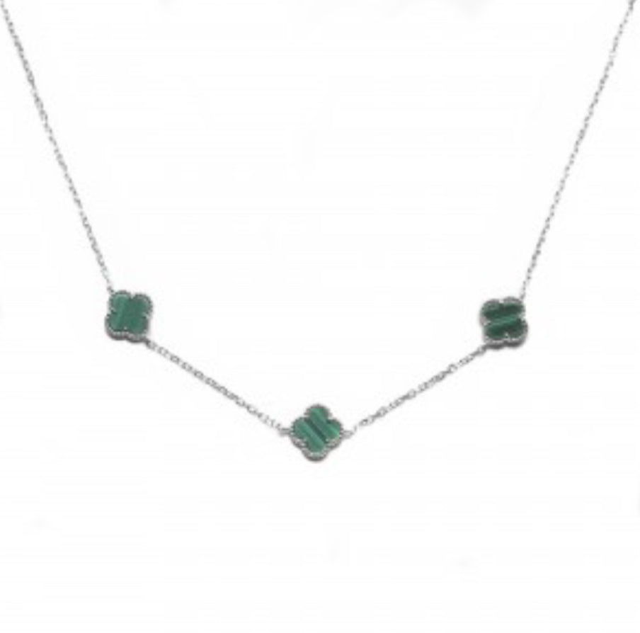 Alexis Malachite Triple Clover Necklace