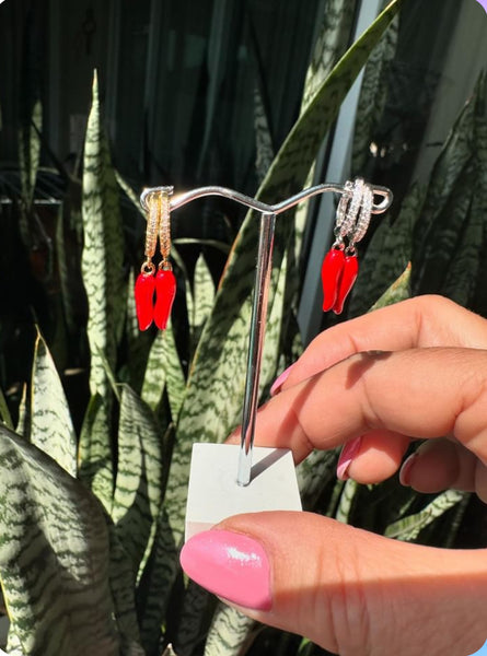 Cornicello Silver Hoops