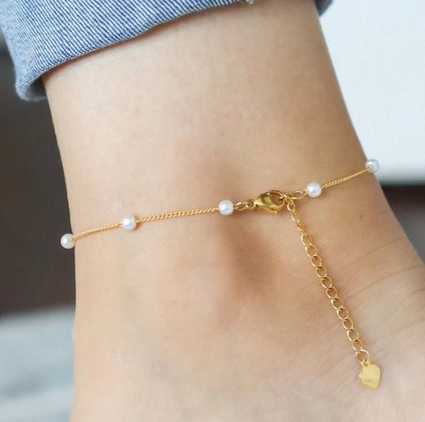 Gold Freshwater Pearl Anklet