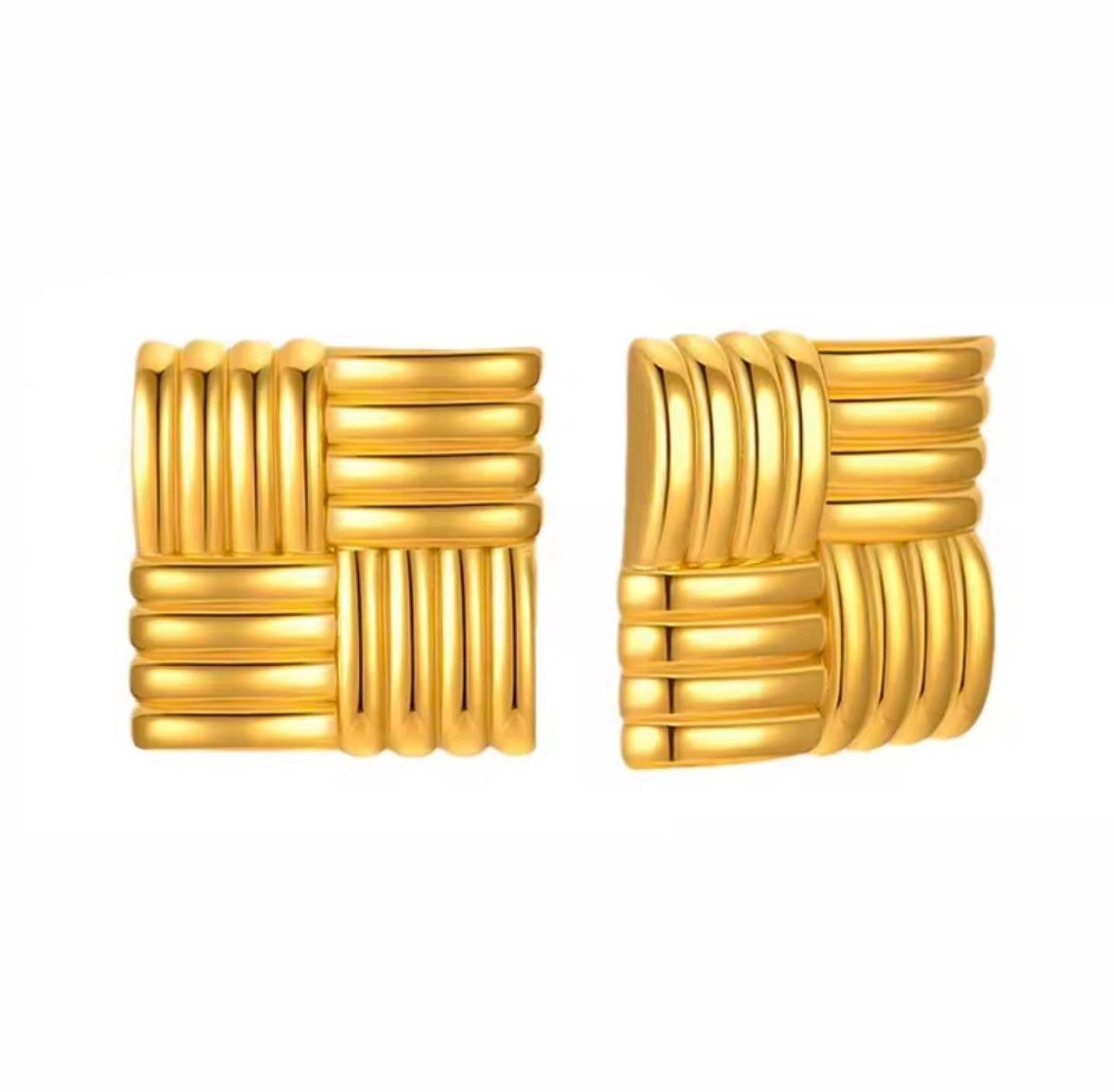 18k Gold plated Stainless steel Square Geometric stud earrings