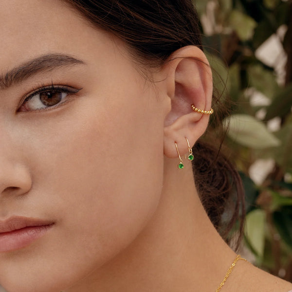 Eve Emerald Drop Earrings Gold Filled