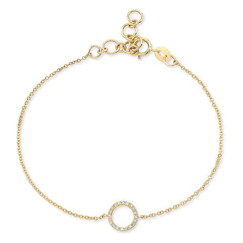 Gold Open Circle Cubic zirconia Adjustable bracelet Byou Designs