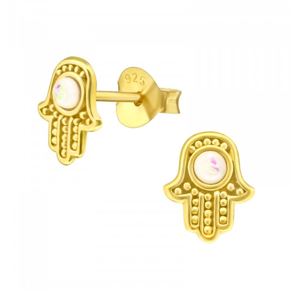 Helene Hamsa Gold Studs