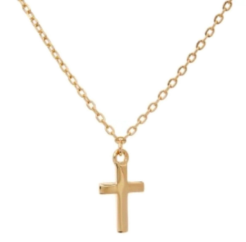Gold Plated Cross Pendant Necklace on Sterling Silver 