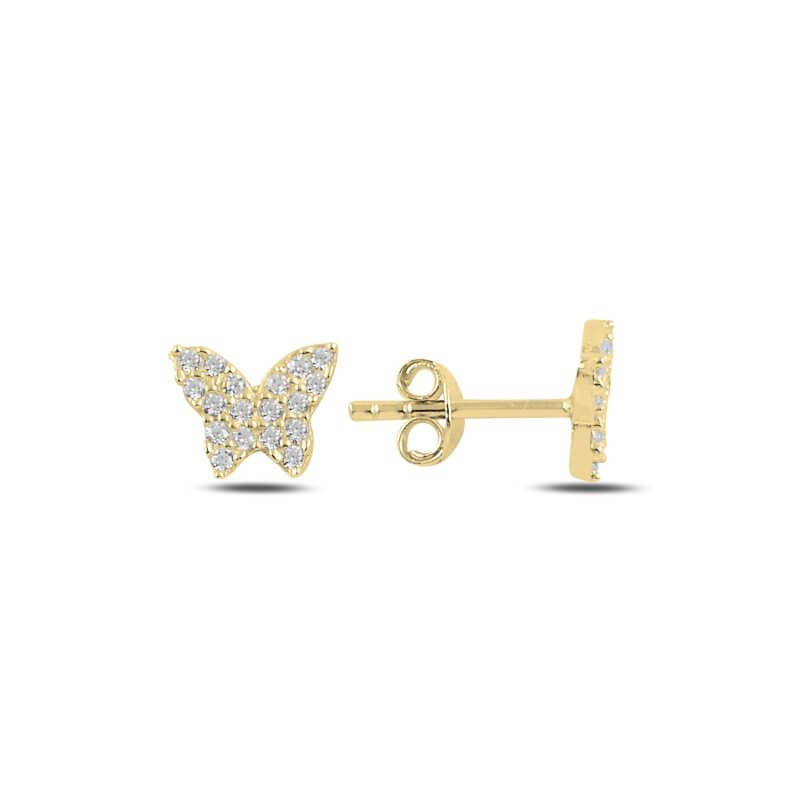 Sterling Silver Gold Plated Butterfly earrings Studs