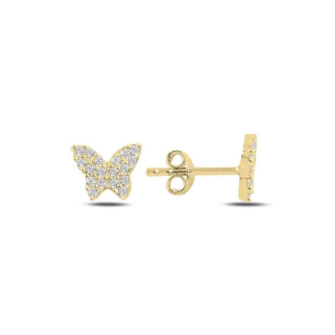 Sterling Silver Gold Plated Butterfly earrings Studs